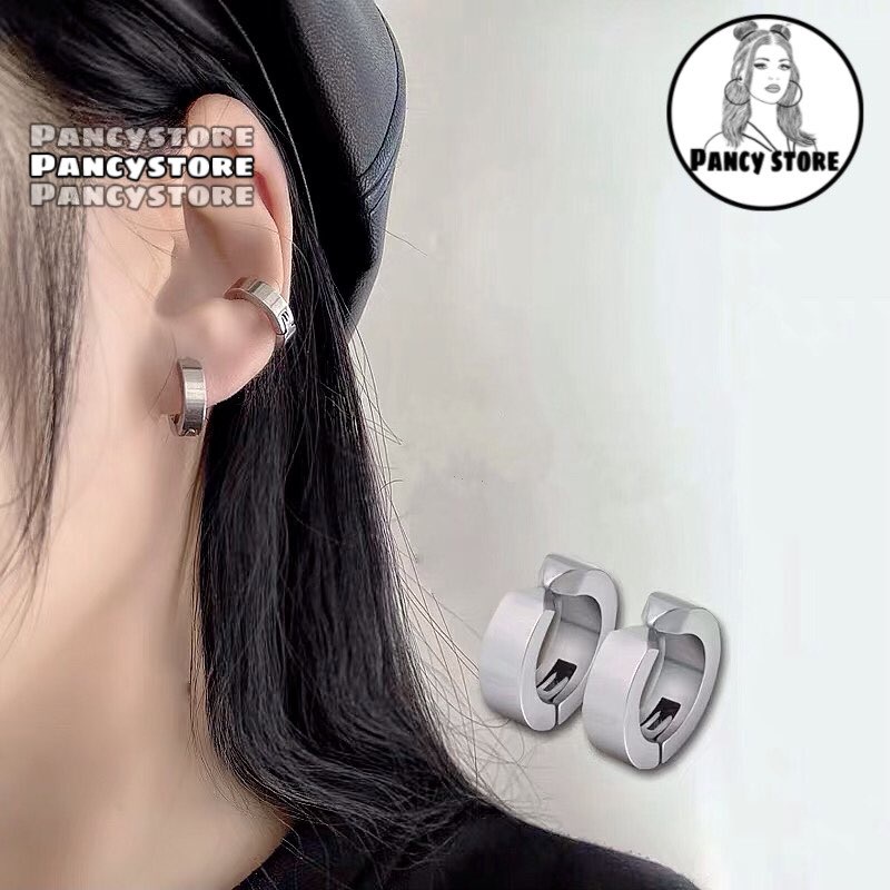 kẹp tai nam nữ không cần xỏ lỗ titan tròn dày không gỉ