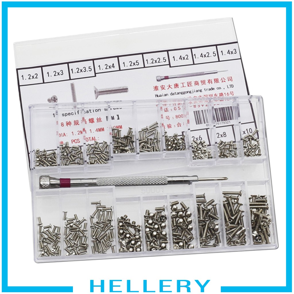 Set 500 Ốc Vít 18 Loại 1.2-2.0mm Thay Thế Cho Đồng Hồ Đeo Tay