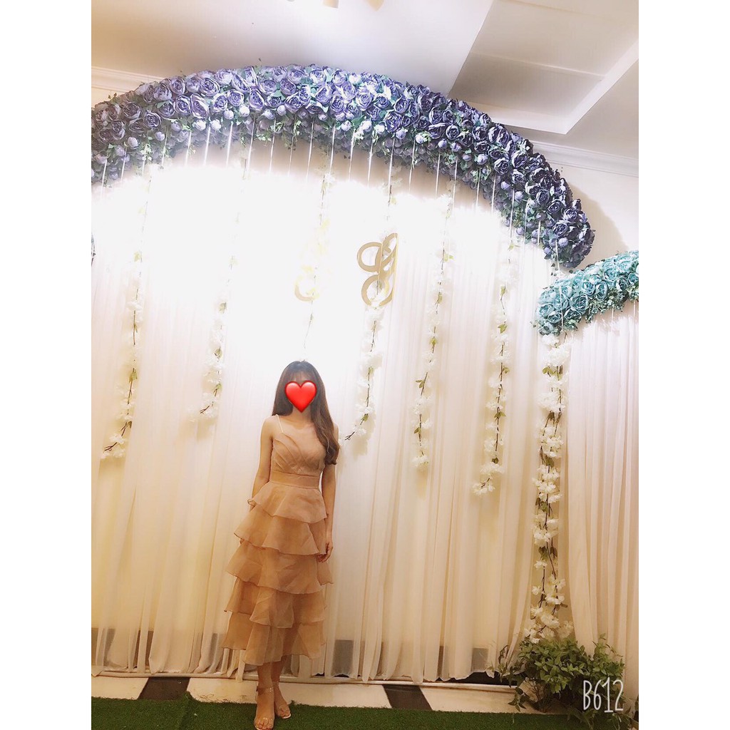 [ xả kho ] MiD Đầm be 2 dây ngọc V1081 Mie Design ảnh thật