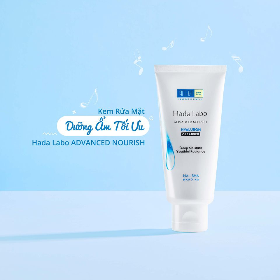 Sữa Rửa Mặt Dưỡng Ẩm Sâu Hada Labo Advanced Nourish Hyaluron Cleanser 80g