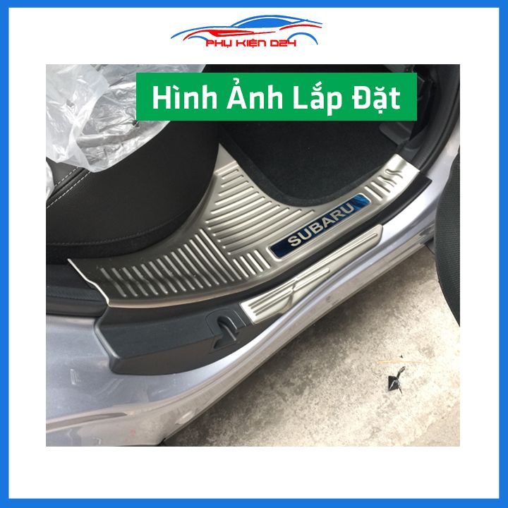 Bộ ốp bậc cửa trong ngoài nẹp bước chân Subaru Forester Inox chống trầy trang trí xe