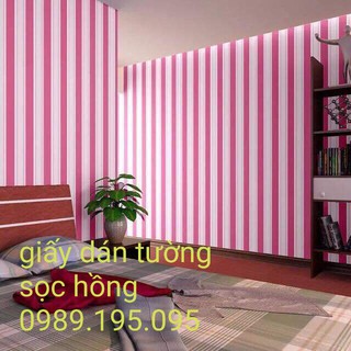 GIẤY DÁN TƯỜNG SỌC HỒNG CÓ KEO SẴN
