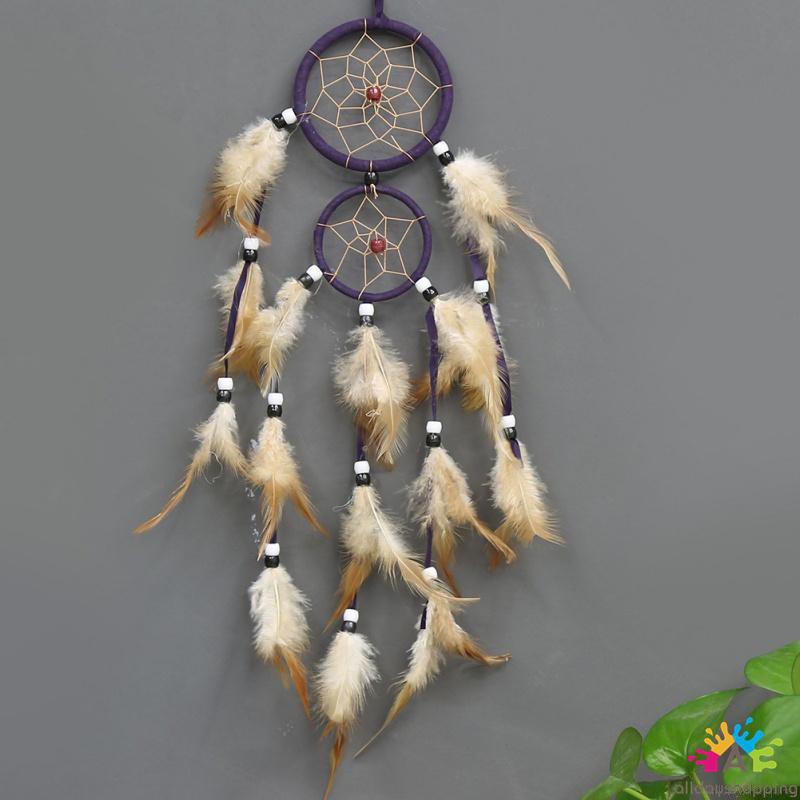 Vòng dream catcher hai lớp treo tường trang trí mang lại may mắn