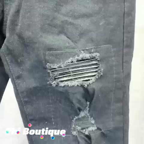 Quần jean bò nam Amiri đen slimfit rách xước vá da nhăn đen phối bấm 3 cúc giả | BigBuy360 - bigbuy360.vn