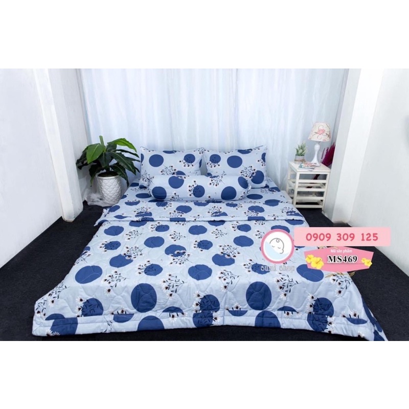 Drap Thắng Lợi, ga giường cao cấp thoáng mát chuẩn logo CTY mẫu BI XANH