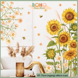Decal dán tường cao cấp, tranh dán tường nhiều mẫu, độc, đẹp mẫu Cây hướng dương BH47
