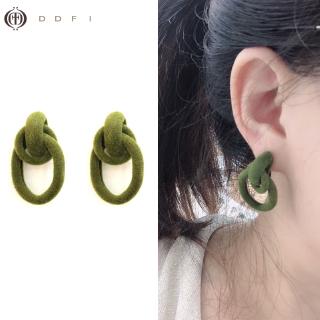 DDFI - Korea Plant Suede Caramel Color Interlocking Warm Retro Fashion All-match Young Simple Stud Earrings G3D08