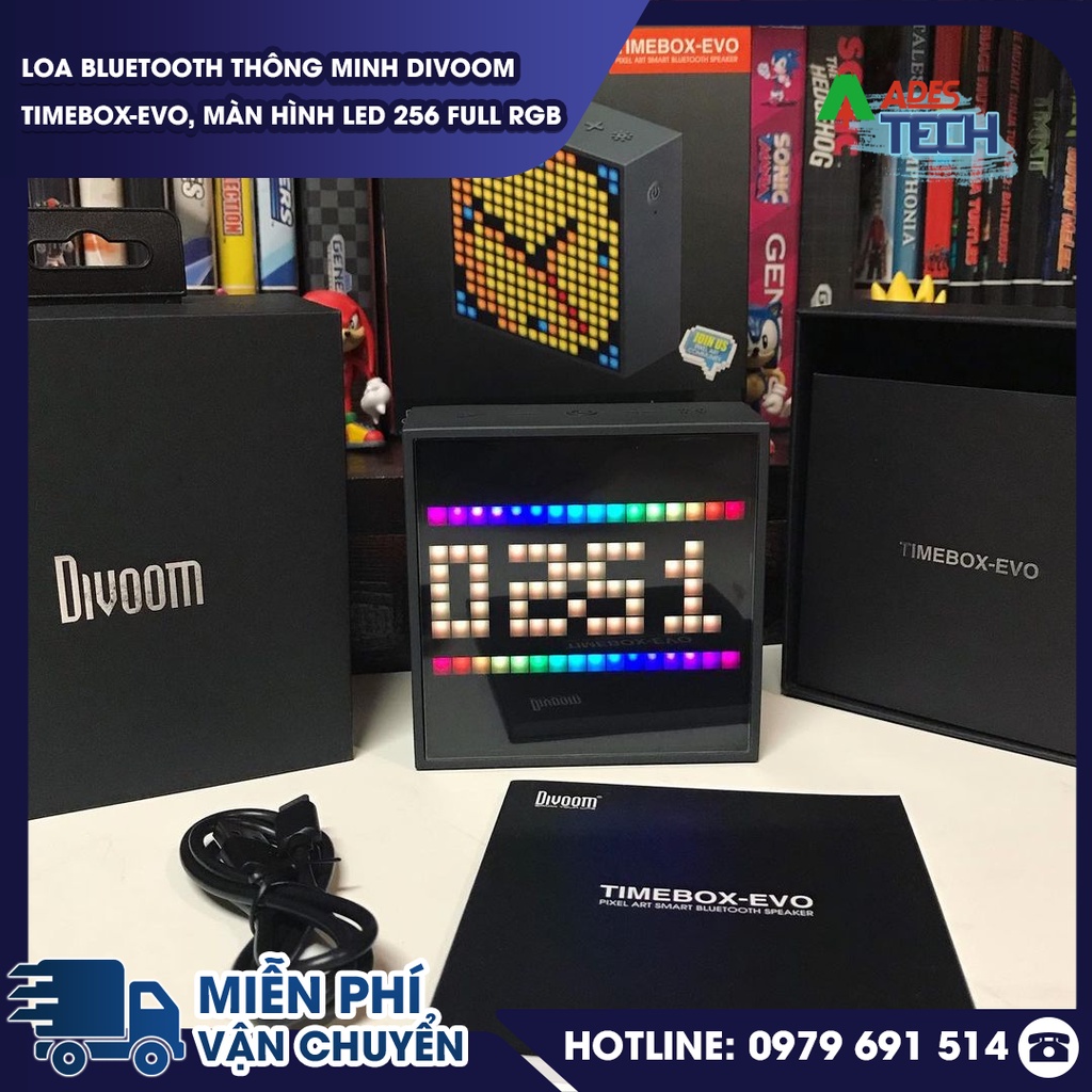 Loa Nghe Nhạc Bluetooth Divoom Timebox Evo | Loa Nghe Nhạc Thông Minh | màn hình LED 256 Full RGB