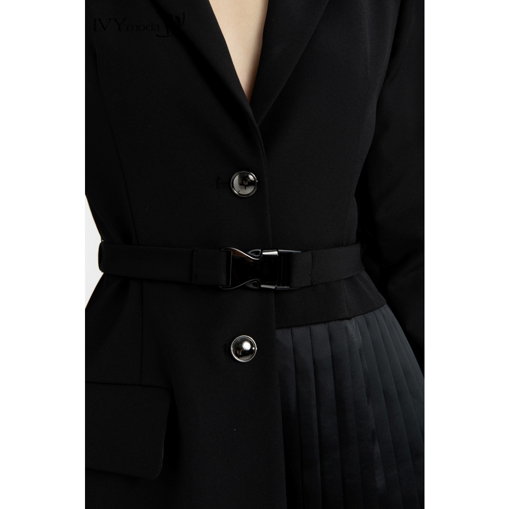 [NHẬP WABRTL5 GIẢM 10% TỐI ĐA 50K ĐH 250K ]Áo khoác blazer nữ dáng dài xếp ly IVY moda MS 71M5943