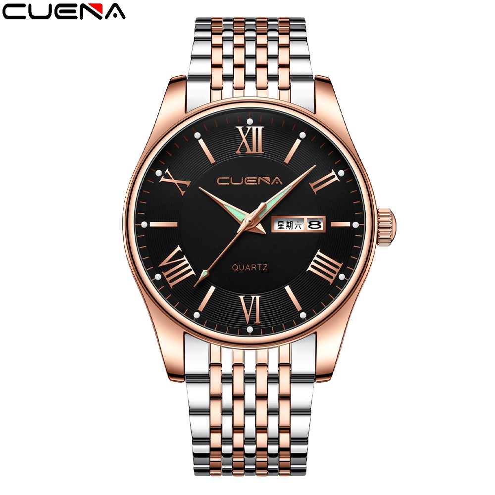 Đồng hồ thạch anh CRRJU 6041X dây thép không gỉ chống thấm nước phong cách thể thao thông thường cho nam