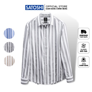 | Satoshi | Áo sơ mi nam SASM47 chất cotton phối sọc lớn tay dài, form slimfit,