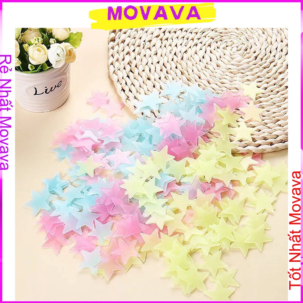 Sao dạ quang Dùng để trang trí dán tường và dán phòng loại gói 100 sao shop Movava - SDQ1