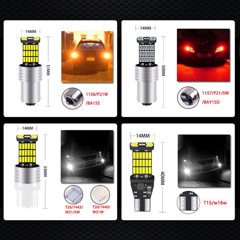 Đèn LED Kevanly Phanh Xe Hơi T15 T20 Ba15S 1156 Bay15D Py21W W16W P21W 3156 3157 T25 45smd
