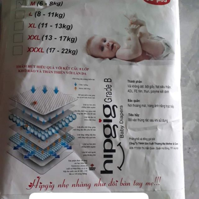 Mình bán 100 miếng bỉm quần Hipgig B đủ sz
