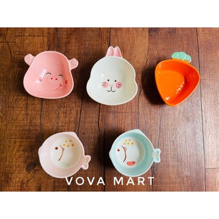 Chén sứ ăn dặm cao câp con cá/ thỏ trắng/ heo hồng/ cà rốt