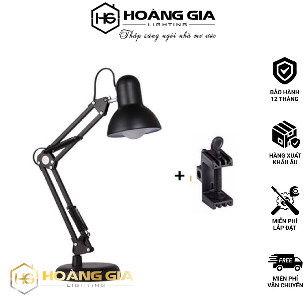 Đèn Kẹp Bàn Pixar - Kèm Đế Tròn Đa Năng 2 Trong 1 - Tặng Kèm Bóng 5w Tùy Chọn - HG