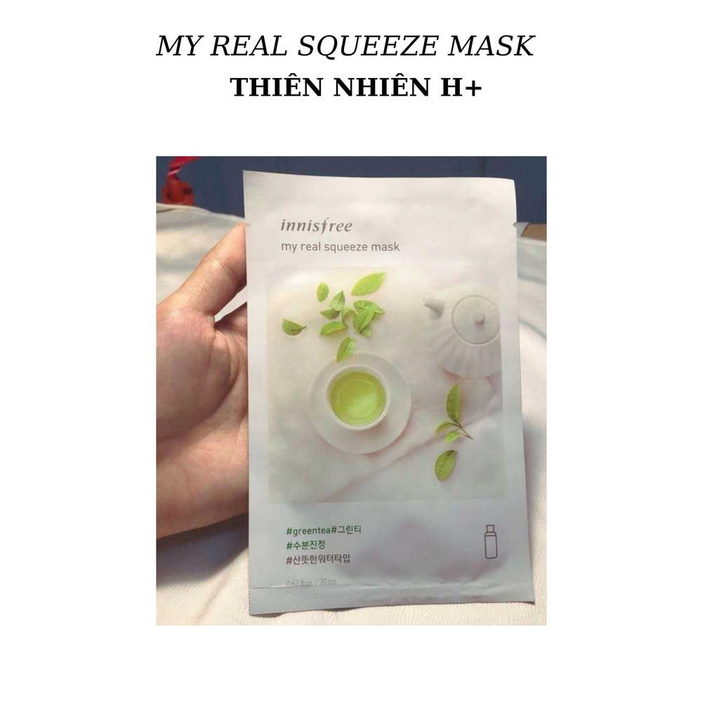 Combo 10 mặt nạ giấy trà xanh innisfree Hàn Quốc 20ml My real squeeze mask