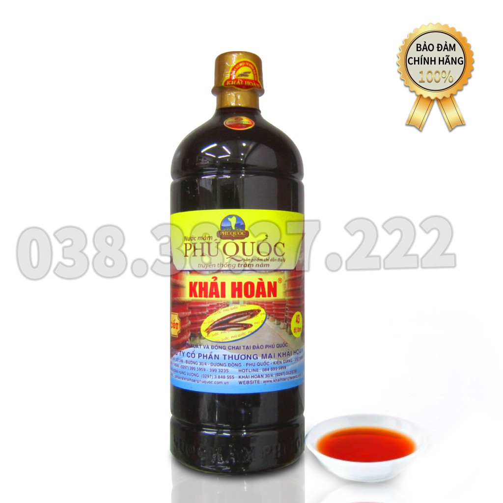 Nước mắm Phú Quốc Khải Hoàn 43 độ đạm chai 1000ml