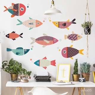 Miếng Dán Tường Họa Tiết Cá Hoạt Hình Dễ Thương Chống Nước Chống Ẩm Tiện Dụng