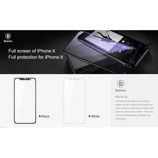 Miếng dán cường lực full màn iphone X dày 0.2 mm hãng Baseus