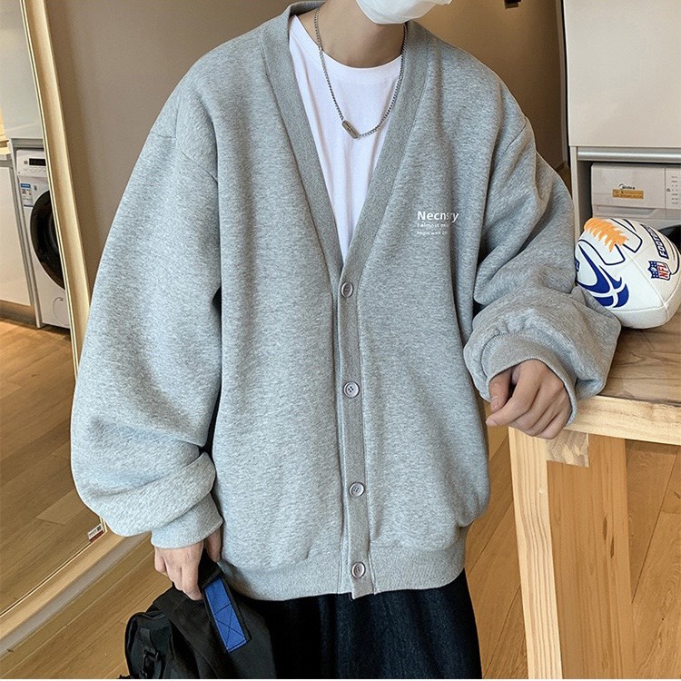 Áo khoác cardigan nam nữ tay bồng chất nỉ chân cua dày dặn, Áo Khoác ngoài Form Rộng Phong Cách Hàn Quốc
