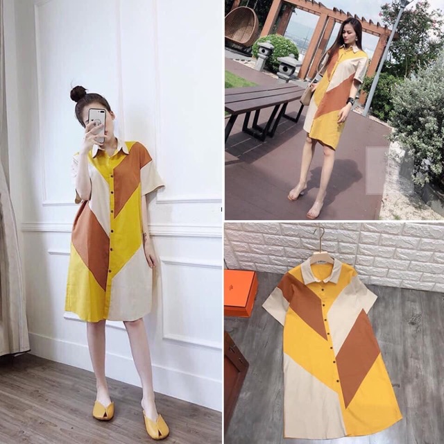 [GIÁ HUỶ DIỆT] Váy sơ mi suông pha màu cao cấp (kèm video + ảnh thật) | BigBuy360 - bigbuy360.vn