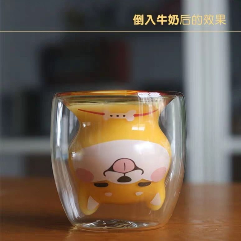 200ML Hàn Quốc Dễ thương Shiba Inu Mugs Đôi ly ăn sáng Cốc sữa Động vật sáng tạo Cốc cà phê dành cho phụ nữ Cốc nước trái cây