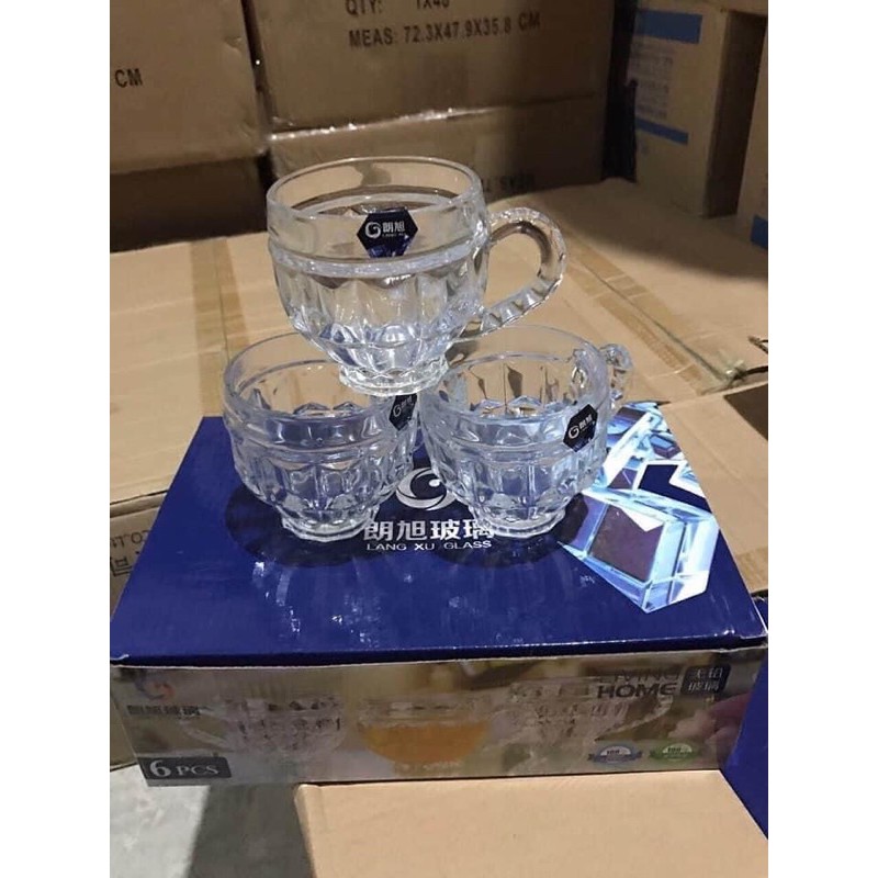 Bộ 6 cốc thuỷ tinh hàng dày đẹp