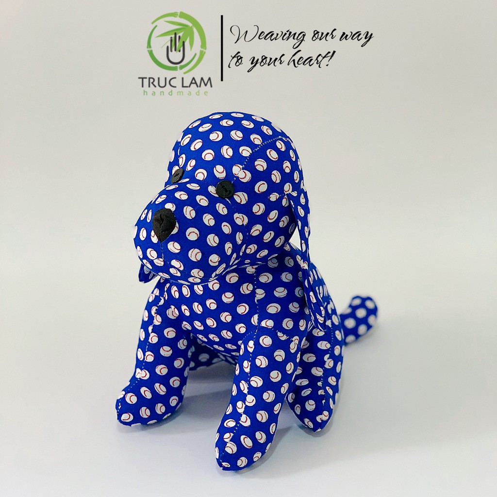 Đồ Chơi Cho Bé Thú Nhồi Bông Hình Con Chó Ngồi Vải Hoa Bông Gòn Cao Cấp – Trúc Lâm Handmade
