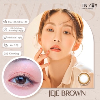 Kính áp tròng hàn quốc - jeje brown 14.0 - nâu tự nhiên - có độ cận 0-8