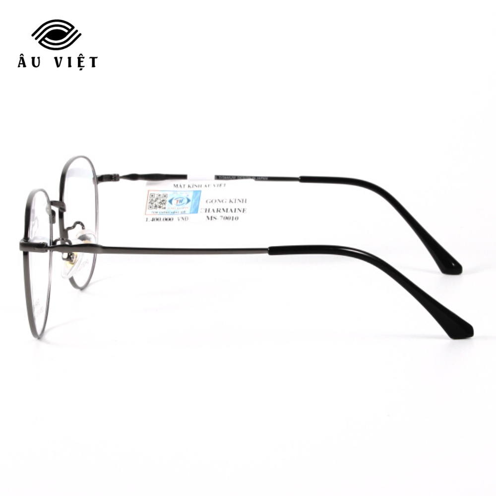 Gọng kính kim loại titanium nam nữ unisex dáng tròn Charmaine CH-70010 màu bạc/xám tro Full box