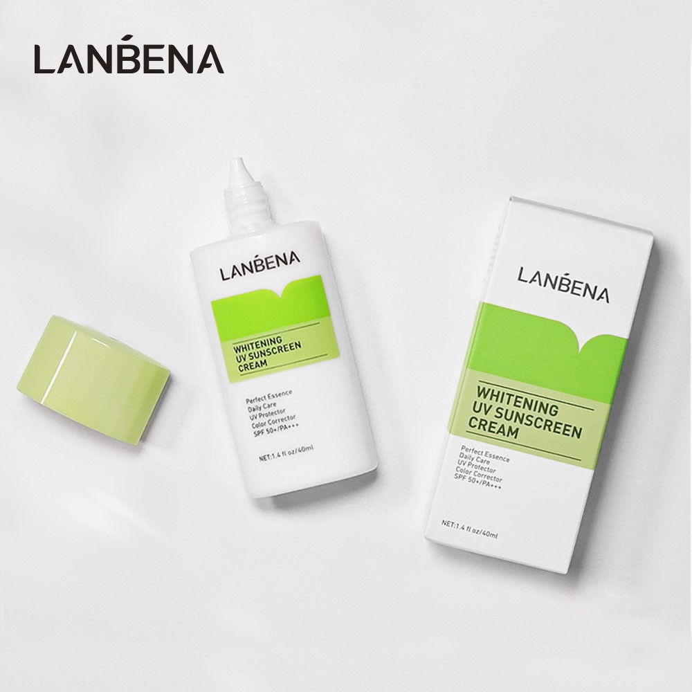 Kem Chống Nắng LANBENA Chống Tia UV Màu Xanh Lá Làm Trắng Da Dành Cho Da Mặt SPF50+ 40ml