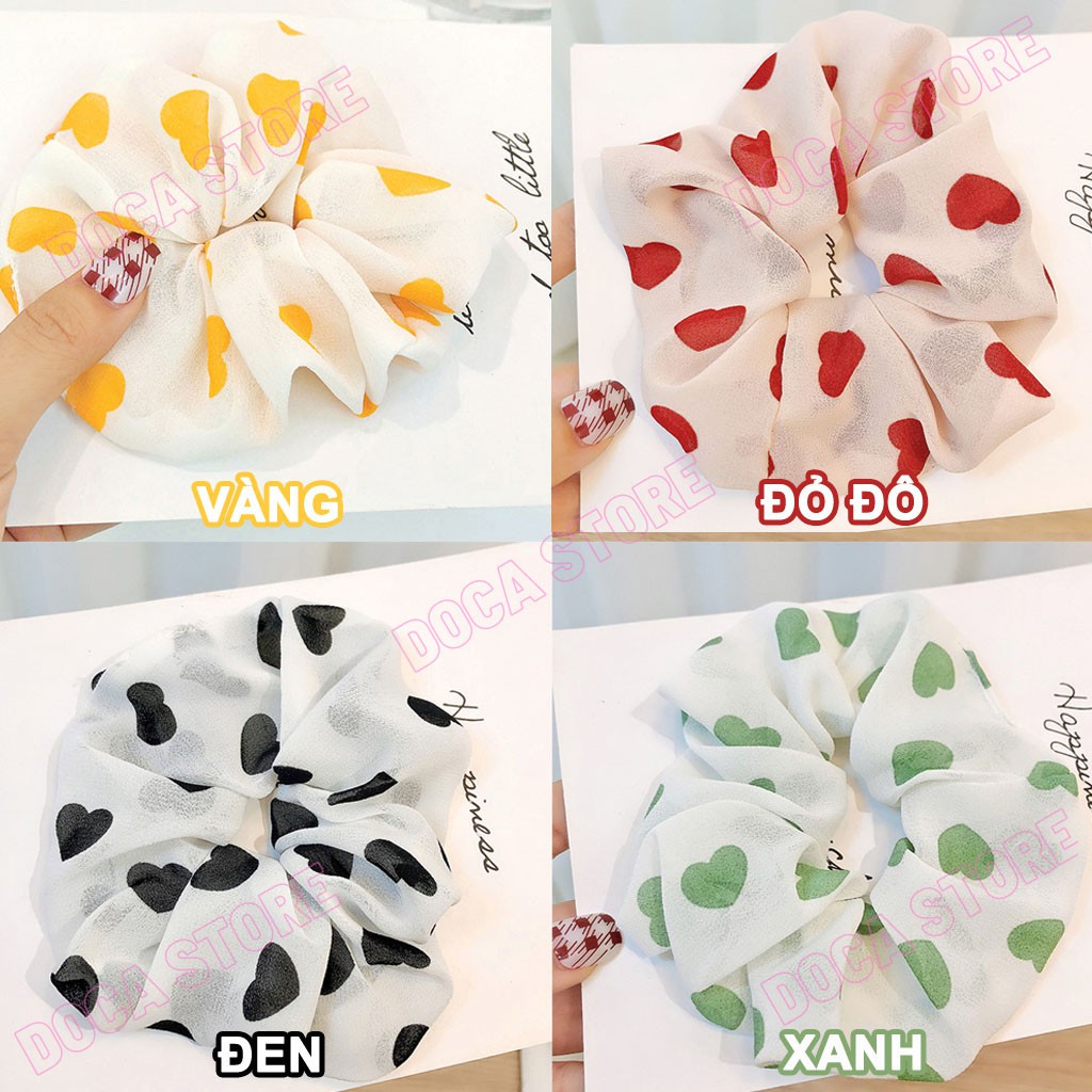 Dây cột tóc vải Scrunchies Trái tim CT38