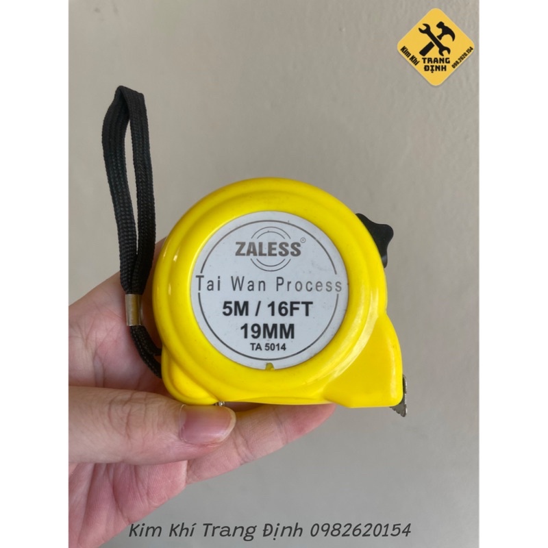 Thước rút 5mx19mm 2 mặt Zaless vỏ vàng bản thép vàng