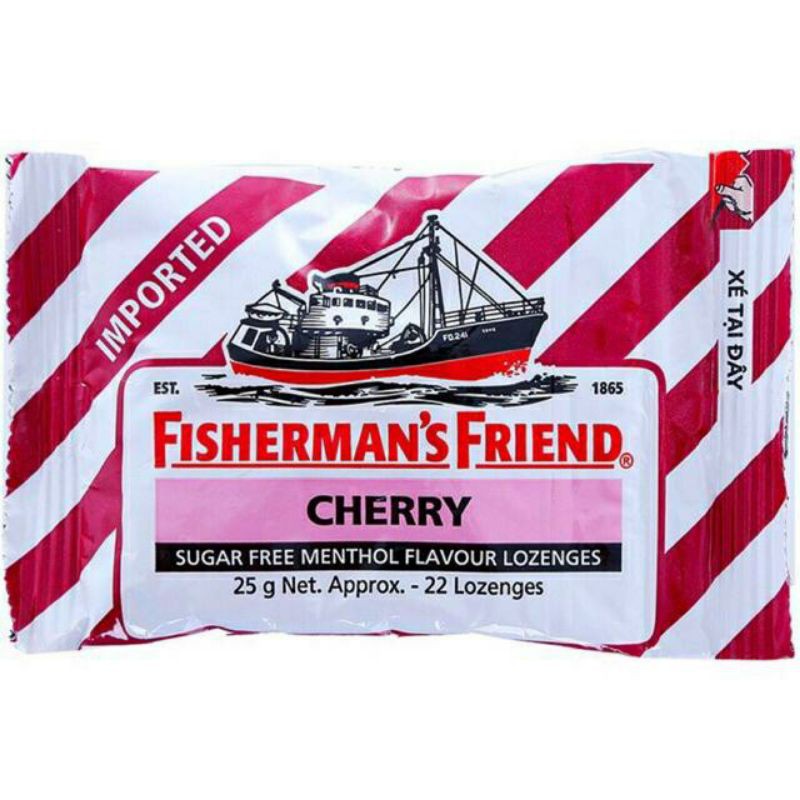 Kẹo Cay Con Tàu Không Đường Fisherman's Friend Cherry (Vị Chery & Methol) 25G