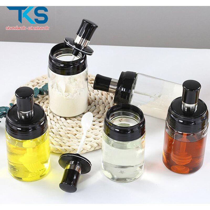 Hũ đựng gia vị thủy tinh kèm muỗng tiện dụng dung tích 250ml | BigBuy360 - bigbuy360.vn