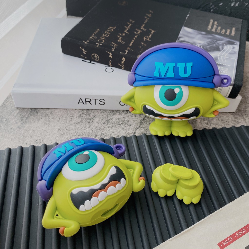 Vỏ Bảo Vệ Hộp Sạc Tai Nghe AirPods 1 2 3 pro Bằng Silicon Mềm Hình Quái Vật mike Dễ Thương Chống Rơi