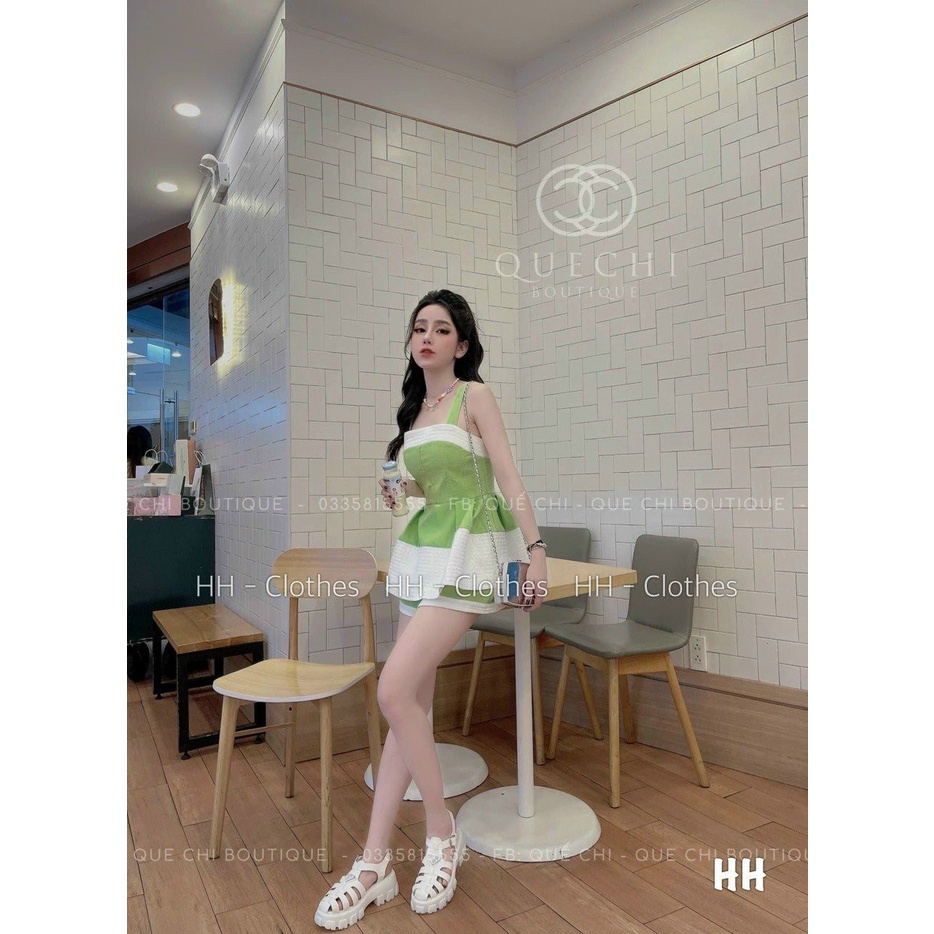 Set đồ nữ đi chơi cá tính, đồ bộ nữ dễ thương với áo hàn quốc 2 dây dáng xòe có mút kèm quần short ngắn