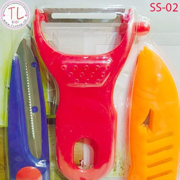 Combo dao con cá + kéo + dao bào + đồ khui bia – Bộ đồ dùng nhà bếp 4 trong 1 – Đồ dùng gia dụng
