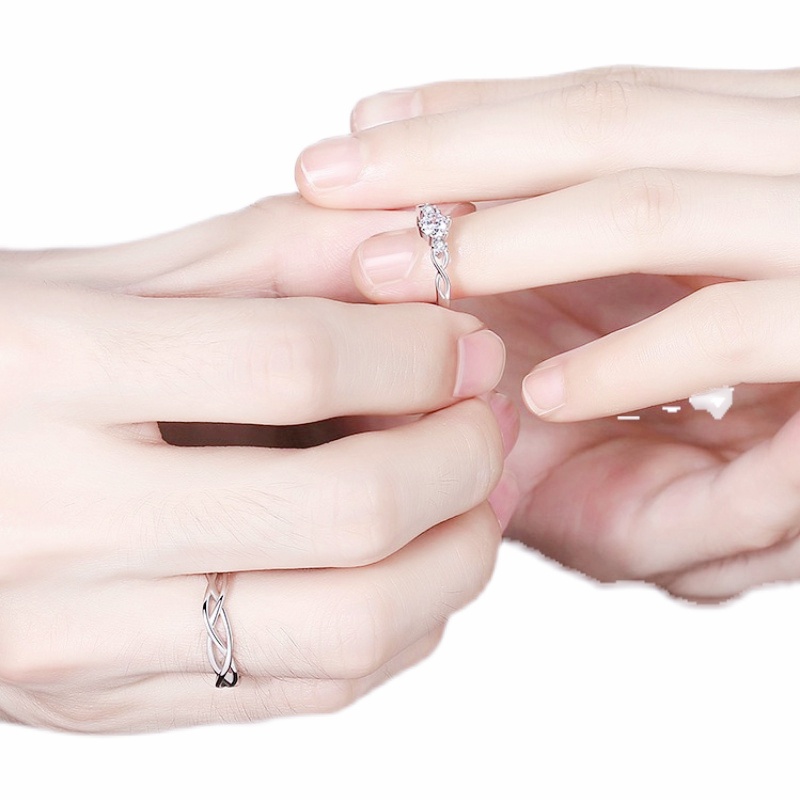 Nhẫn Đôi Bạc Dreamsilver Đính Kim Cương Moissanite Nhân Tạo Prince & Princess Đủ Giấy Kiểm Định ND018