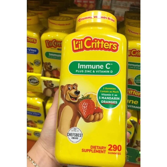 Kẹo dẻo gấu L'il Critters Gummy Vites 290 viên - Mẫu mới hộp vuông, viên kẹo khô, dẻo, thơm ngon