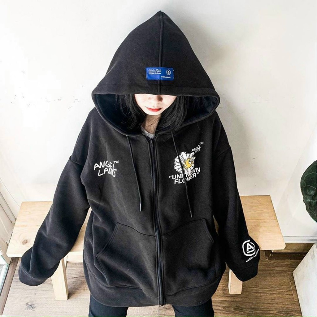 Áo Khoác Hoodie Nỉ Không Xù lông Dành Cho Nam Cho Nữ Có Mũ Chất Nỉ Form rộng in hình Angel Land Đôi Unisex