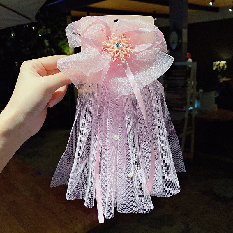 Kẹp Tóc Nơ Bằng Lưới Organza In Họa Tiết Dễ Thương Thời Trang Dành Cho Bé Gái