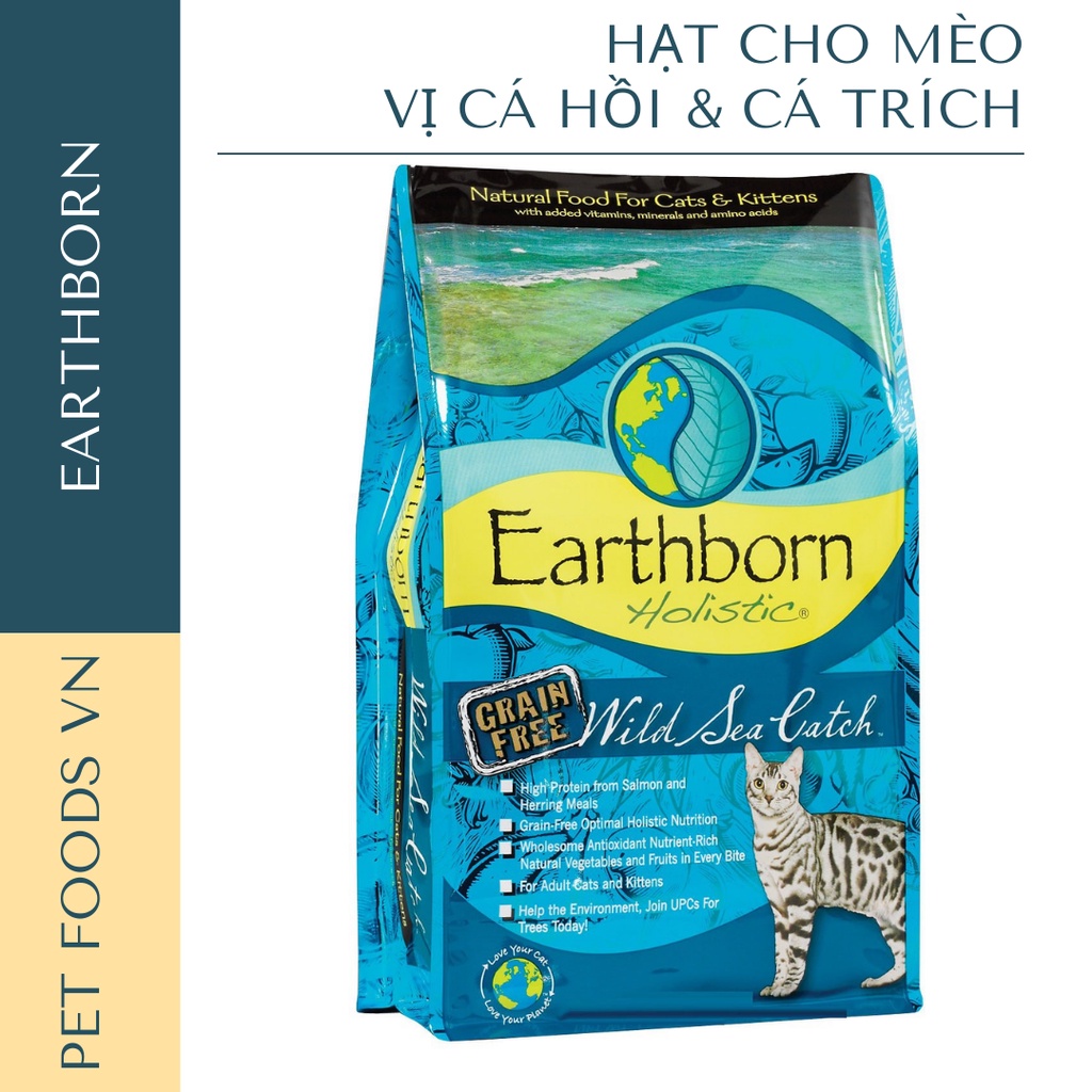 Hạt cho mèo EARTHBORN Wild Sea Catch 6kg vị Cá Hồi &amp; Cá Trích