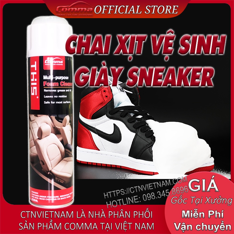 Vệ Sinh Giày Sneaker, Giày MLB Bình Xịt Bọt Multi Foam Chai Lớn 650ml Tẩy Sạch Vết Bẩn GIày Dép Nhanh Chóng Tiện Lợi