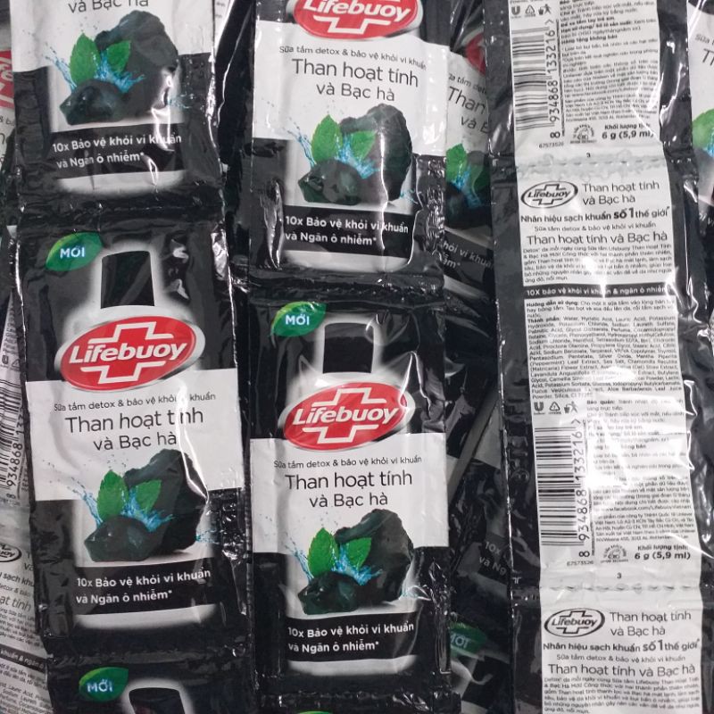 Combo 50 gói sữa tắm Lifebuoy Than Hoạt Tính