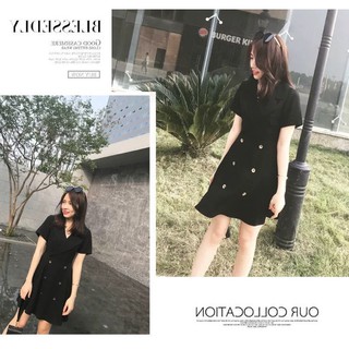 {Thanh lý 4xl} bigsize Váy cổ vest 6 cúc dọc basic đơn giản thanh lịch