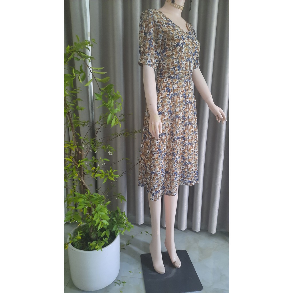 Đầm Váy Nữ Xòe Cổ Chữ V Xếp Eo - MH024 | BigBuy360 - bigbuy360.vn