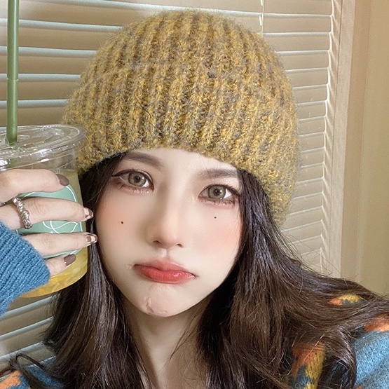 Mũ Len Dệt Kim Dày Dặn Giữ Ấm Tai Thời Trang Thu Đông Dành Cho Nữ