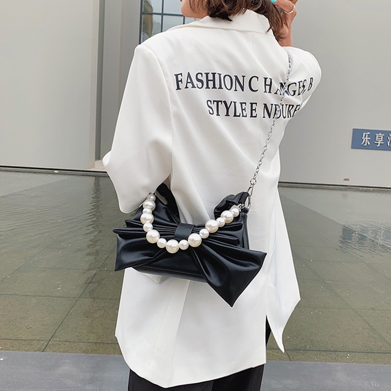 Túi Đeo Chéo Dây Xích Đính Nơ Dễ Thương Thời Trang Cho Nữ